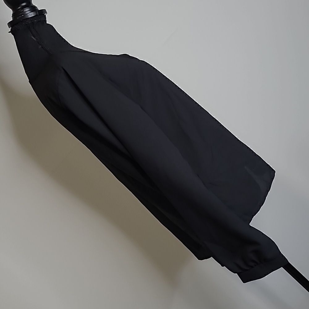 Black tunic polyester top with long sleeves, v neckline - Picture 3 of 8